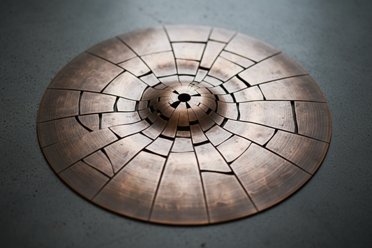 AI Generated image of a cymbal completely covered in cracks